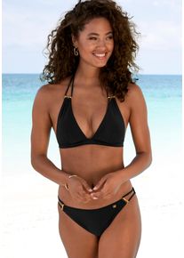 JETTE Damen Triangel-Bikini "Giulia", schwarz, Gr. 38, leicht glänzend, Polyamid, Bikini-Sets, mit goldfarbener Glanzbeschichtung und Accessoires