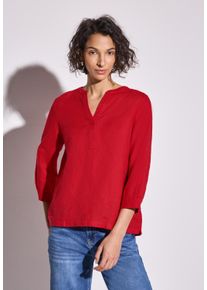 Street One Damen Klassische Bluse, rot, casual, Gr. 34, unifarben, Web, 60% Leinen, 40% Baumwolle, Blusen, mit 3/4 Ärmeln