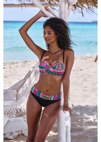 Buffalo Damen Bügel-Bandeau-Bikini, pink, Gr. 38, bedruckt, Microfaser, Bikini-Sets, mit farbenfrohen Design