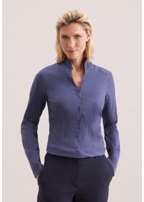 Seidensticker Damen Klassische Bluse, blau, Gr. 44, unifarben, 75% Baumwolle 22% Polyamid 3% Elastan, Blusen, 1/1 Uni