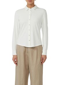 Damen Hemdbluse, weiß, casual, Gr. 48, s.Oliver BLACK LABEL, unifarben, Jersey, Obermaterial: 94% Viskose, 6% Elasthan, Blusen, mit Perlmuttknöpfen