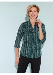Classic Basics Damen Crepeblusepetrol, mint, bedruckt, Gr. 48, gemustert, animal-print, mehrfarbig, 100% Polyester, Blusen