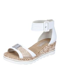 Rieker Damen Keilsandalette, Gr. 42, weiß, Lederimitat, modisch, Schuhe, Sommerschuh, Sandale, Keilabsatz, mit Print an der Laufsohle