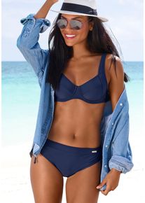 Lascana Damen Bügel-Bikini, blau, Gr. 38, unifarben, Polyamid, Bikini-Sets, mit seitlich geraffter Bikinihose