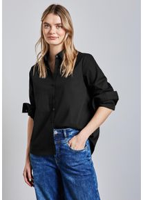Street One Damen Langarmbluse, schwarz, casual, Gr. 38, unifarben, Web, 74% Baumwolle, 24% Polyamid, 2% Elasthan, Blusen, mit Knopfleiste