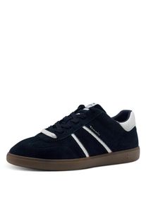 Tamaris Damen Plateausneaker, Gr. 37, blau, Veloursleder, Lederimitat, unifarben mit Farbeinsatz, sportlich, Schuhe, Freizeitschuh, Halbschuh,