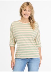 Ragwear Damen 3/4-Arm-Shirt "SHIMONA STRIPES", grün, casual, Gr. L, gestreift, geringelt, Jersey, Obermaterial: 50% Polyester, 50% Viskose, Shirts,