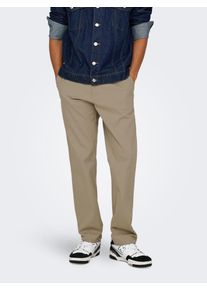 Only & Sons ONLY & SONS Herren Chinohose "ONSNICKY STRAIGHT 0241 PANT", grau, modisch, Gr. 36, Web, Obermaterial: 98% Baumwolle, 2% Elasthan, Hosen