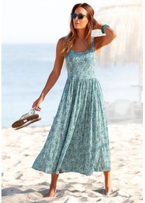 Vivance Damen Midikleid, grün, modisch, Gr. 46, geblümt, Jersey, Obermaterial: 100% Viskose, Kleider, mit Blümchendruck, luftiges Sommerkleid,