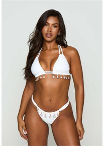 MODA MINX Damen Triangel-Bikini-Top "Selene Droplet Double Strap Triangle Top", weiß, casual, Gr. S, unifarben, 82% Polyamid, 18% Elasthan,