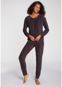 Vivance Dreams Damen Pyjama, Gr. 32, blau, Frottee, Obermaterial: 80% Baumwolle, 20% Polyester, unifarben, Homewear-Sets, in schöner Frottee-Qualität