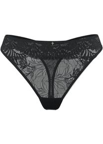 JOOP! JOOP Damen Tanga "Beautiful", Gr. 40, schwarz, Single Jersey, Obermaterial: 85% Polyamid, 15% Elasthan, unifarben, Unterhosen, mit Spitzenbesatz