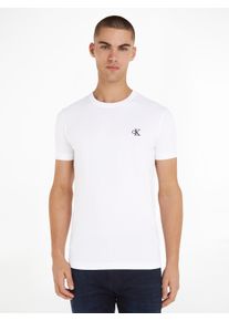 Herren T-Shirt "CK ESSENTIAL SLIM TEE", weiß, Basic, Gr. XXL, Calvin Klein Jeans, bestickt, Jersey, Obermaterial: 100% Baumwolle, Shirts, mit