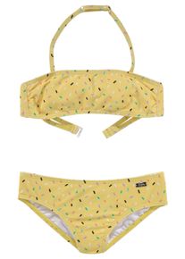 Buffalo Kinder Bandeau-Bikini "Candy Kids", gelb, Gr. 146, bedruckt, gepunktet, Recycling-Polyamid, Bikini-Sets, mit Streusel-Druck