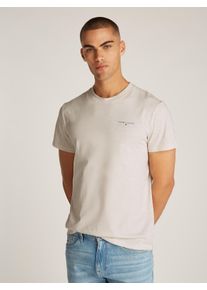 Tommy Jeans Herren T-Shirt "TJM SLIM LINEAR CHEST SS TEE EXT", grau, casual, Gr. XXXL, Jersey, Obermaterial: 100% Baumwolle, Shirts, mit Logodruck