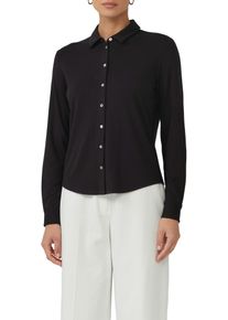 Damen Hemdbluse, schwarz, casual, Gr. 36, s.Oliver BLACK LABEL, unifarben, Jersey, Obermaterial: 94% Viskose, 6% Elasthan, Blusen, mit Perlmuttknöpfen