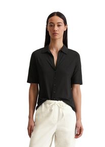 Marc O'Polo MARC O'POLO Damen Kurzarmbluse "aus LENZING ECOVERO ", schwarz, Gr. XS, unifarben, Obermaterial: 94% Viskose, 6% Elasthan, Blusen