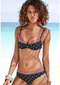 Lascana Damen Bügel-Bikini-Top "Kimer", schwarz, Gr. 38, bedruckt, gemustert, Polyamid, Bikini-Oberteile, mit modernem Print