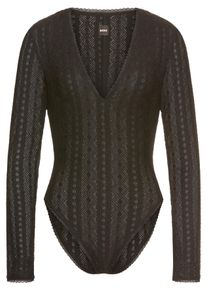 BOSS Orange Damen Langarmbody "Ikylia Premium Damenmode", Gr. XS, schwarz, Spitze, Obermaterial: 98% Polyester, 2% Elasthan, unifarben, casual,