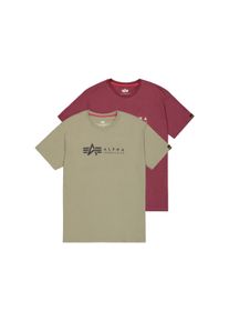 Herren T-Shirt "Alpha Industries Men - T-Shirts Alpha Label T-Shirt 2 Pack", bunt, Gr. L, Alpha Industries, Obermaterial: 100% Baumwolle, Shirts