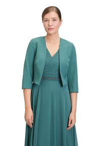 Vera Mont Damen Bolerojacke "Vera Mont Bolero-Jacke mit Kellerfalten", grün, elegant, Gr. 38, Satin, Obermaterial: 90% Polyester, 10% Elasthan.,