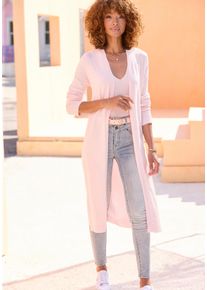 Lascana Damen Cardigan, rosa, modisch, Gr. 44, unifarben, Feinstrick, Single Jersey, Obermaterial: 70% Viskose, 30% Polyamid, Strickjacken, mit