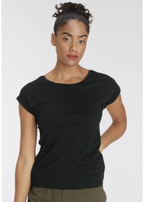 Flashlights Damen T-Shirt, schwarz, Basic, Gr. 32, unifarben, Obermaterial: 50% Baumwolle, 50% Modal, Shirts, Kurzarm, Saum mit Gummibund,
