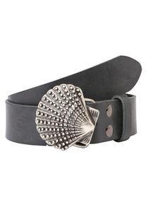 Damen Ledergürtel, grau, casual,modisch, Gr. 95, RETTUNGSRING BY SHOWROOM 019, unifarben, Leder, Gürtel, mit austauschbarer Schließe »Muschel Nieten«