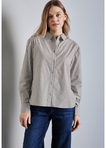 Street One Damen Hemdbluse, braun, casual, Gr. 38, gestreift, Web, Obermaterial: 100% Baumwolle, Blusen, mit Streifenmuster