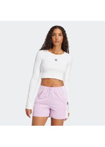 Damen Langarmshirt "ESS CROP LS", weiß, sportlich, Gr. L, adidas originals, Obermaterial: 43% Baumwolle, 43% Viskose, 14% Elasthan, Shirts