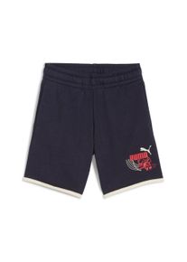 Puma Kinder Trainingsshorts "LITTLE RUNNERS SHORTS TR PS", blau, sportlich, Gr. 116, bedruckt, Sweatware, Obermaterial: 68% Baumwolle, 32% Polyester,