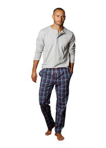 s.Oliver Herren Pyjama, Gr. 44, grau, Jersey, Webqualität, Obermaterial: 100% Baumwolle. Obermaterial Hose: 100% Baumwolle, unifarben, kariert,