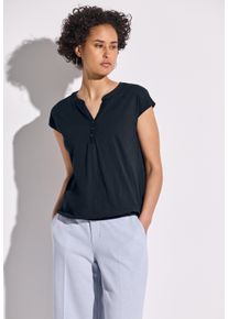 Street One Damen T-Shirt, blau, casual, Gr. 36, unifarben, Web, 100% Baumwolle, Shirts, aus reiner Baumwolle