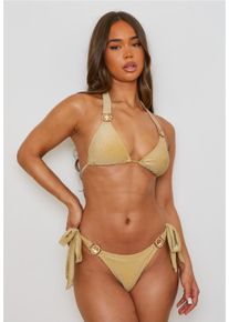 MODA MINX Damen Bikini-Hose "Lumiere Amour", gold, Gr. XS, unifarben, 85% Polyester, 8% Elasthan, 7% Metall, Badehosen, mit seitlicher Bindung und