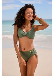Lascana Damen Bügel-Bikini-Top "Italy", grün, Gr. 36, unifarben, Microfaser, Bikini-Oberteile, mit goldfarbigen Accessoire