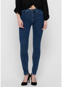 Only Damen Skinny-fit-Jeans "ONLPOWER LIFE MID PUSH UP", blau, modisch, Gr. L, Abriebeffekte, Denim/Jeans, Obermaterial: 92% Baumwolle, 6% Polyester,