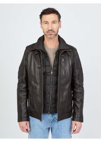 JCC Herren Bikerjacke "63535", braun, Gr. 52, Oberstoff: 100% Lammleder; Innenmaterial: 100% Polyester; Ärmelfutter: 100% Polyester, Jacken