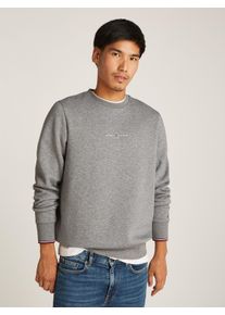 Tommy Hilfiger Herren Sweatshirt "TOMMY LOGO TIPPED CREWNECK", grau, casual, Gr. XL, Sweatware, Obermaterial: 63% Baumwolle, 37% Polyester,
