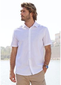John Devin Herren Kurzarmhemd "Regular Fit", weiß, casual, Gr. XXL, unifarben, Web, Obermaterial: 75% Baumwolle, 25% Leinen, Hemden, Leinenhemd mit