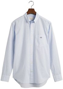 Gant Herren Langarmhemd "REG POPLIN GINGHAM SHIRT", blau, casual, Gr. M, kariert, Web, Obermaterial: 100% Baumwolle, Hemden, mit Logostickerei auf