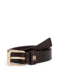 Tommy Hilfiger Damen Ledergürtel "TH LIBRE 2.5 CROC"rich walnut, casual, Gr. 90, Leder, Gürtel, mit TH Monogramm