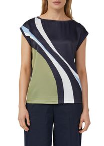Damen T-Shirt, blau, casual, Gr. 34, s.Oliver BLACK LABEL, bedruckt, Web, Obermaterial: 93% Baumwolle, 7% Elasthan, Shirts, mit Print