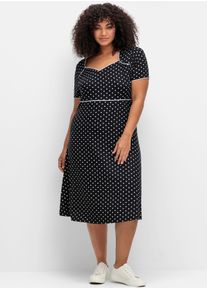 Damen Jerseykleid "Jerseykleid", schwarz, Gr. 40, sheego by Joe Browns, gemustert, gepunktet, bedruckt, mehrfarbig, 95% Viskose, 5% Elasthan, Kleider