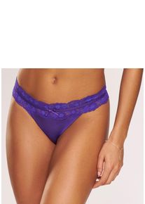 Vivance Damen String, Gr. 32, lila, Spitze, Microtouch, Obermaterial: 86% Polyamid, 14% Elasthan, Unterhosen, mit blumiger Spitze rundherum am Bund