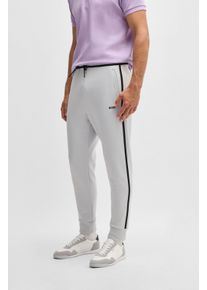 BOSS Green Herren Jogginghose "Hadiko Tape", grau, casual, Gr. XXXL, gestreift, Web, Obermaterial: 73% Baumwolle, 22% Polyester, 5% Elasthan, Hosen,