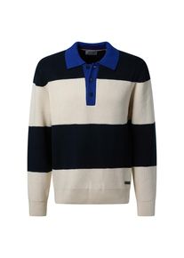 Pierre Cardin Herren Strickpullover, blau, casual, Gr. M, colorblocking, Strick, Obermaterial: 75% Baumwolle, 25% Polyamid, Pullover, mit Polokragen