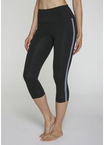H.I.S. H.I.S Damen Caprileggings, schwarz, sportlich, Gr. XS, unifarben, Single Jersey, Obermaterial: 95% Baumwolle, 5% Elasthan, Hosen