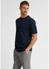 Selected Homme Herren Rundhalsshirt "SLHCOLMAN SS O-NECK TEE NOOS", blau, Basic, Gr. XXL, unifarben, Single Jersey, Obermaterial: 100% Baumwolle,