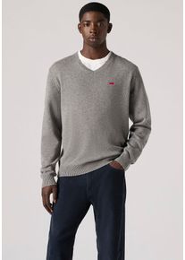 Levi's LEVI'S Herren V-Ausschnitt-Pullover, grau, casual, Gr. L, Strick, Obermaterial: 80% Wolle, 20% Polyamid, Pullover