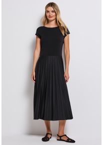 Street One Damen Midikleid, schwarz, casual, Gr. 44, unifarben, Web, Oberteil: 48% Baumwolle, 47% Modal, 5% Elasthan; Rock: 95% Polyester, 5%
